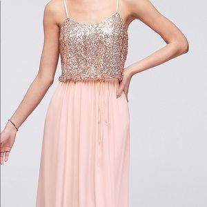 Pink/rose gold sequin bridesmaid dress